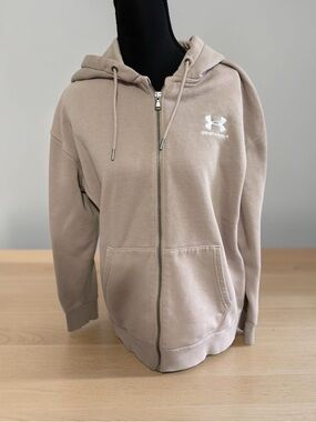 Under Armour Zip Up Hoodie Women’s Medium Beige Taupe Sweatshirt